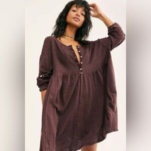 Free People Oversized Sweatshirt Minidress With Button Tabs to Roll Up Sleevees